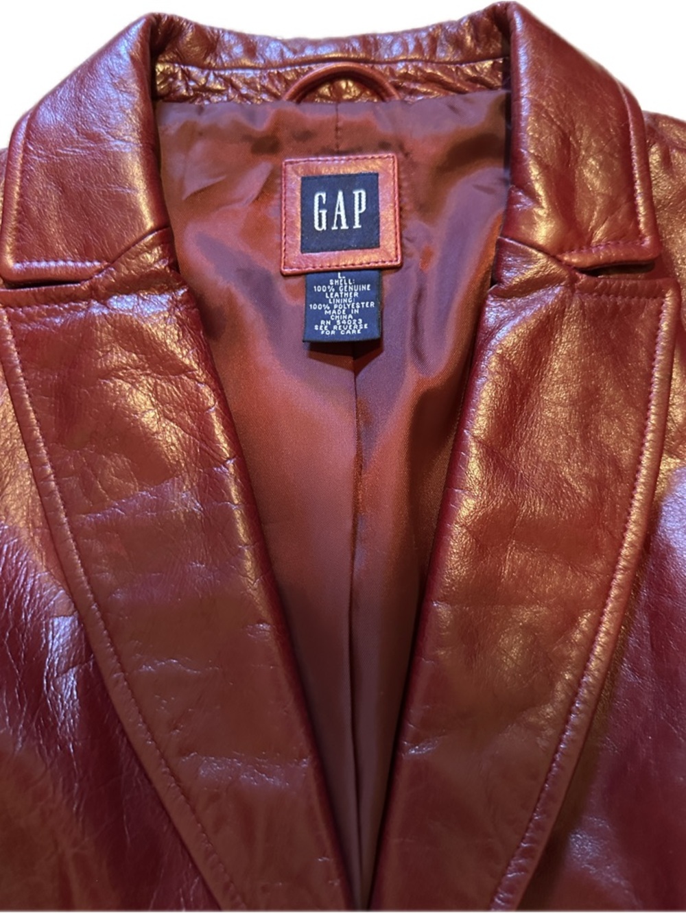 GAP Vintage Women's Burgundy Red Leather Blazer Jacket - Picture 3 of 4